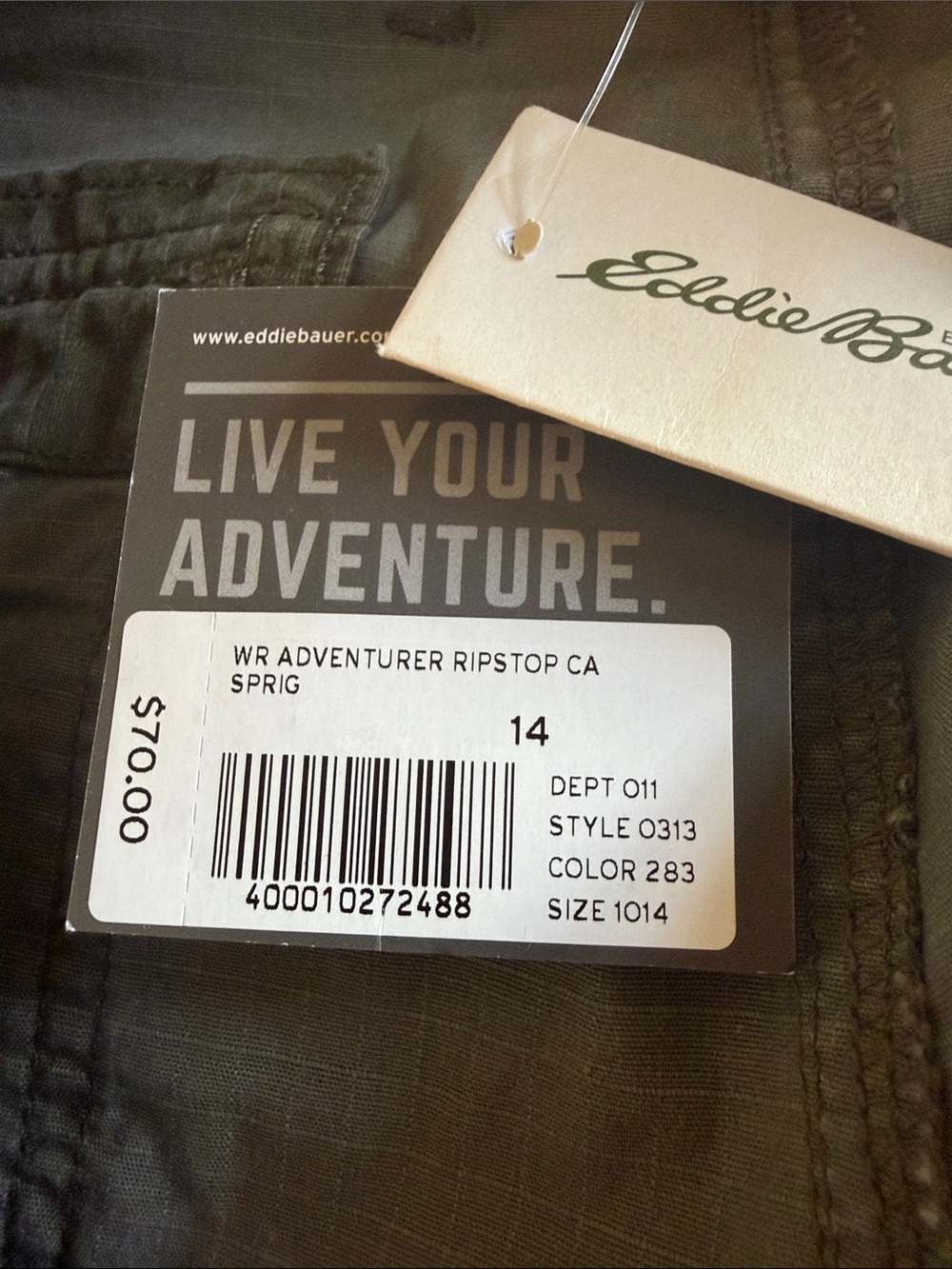 NWT ! Eddie Bauer RIPSTOP Olive Camouflage Cargo Capris 14 - Picture 2 of 10